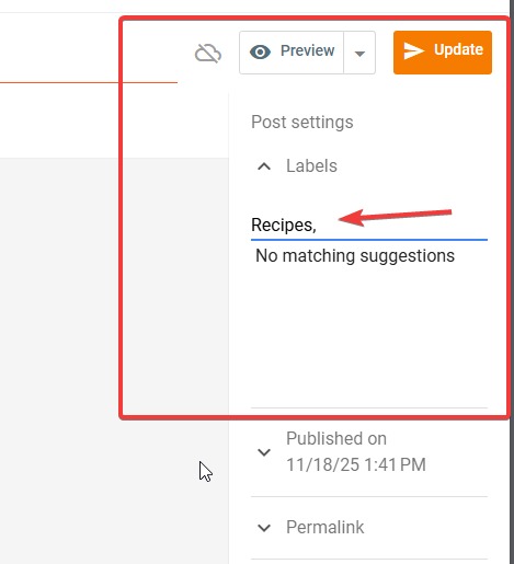 Adding Labels to Blog Post