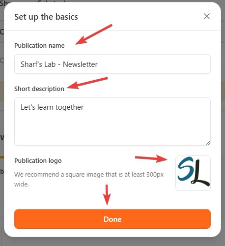 Setting up the basic info